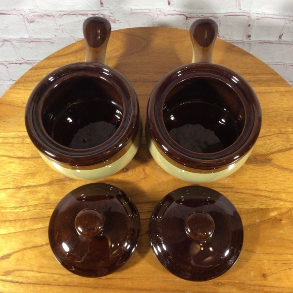 Vintage Soup Chowder Chili Handled Crock with Lid - Set of 2 - Picture 6 of 7